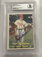
              Curt Simmons 1957 Topps Phillies Signed Baseball Card - Beckett
            