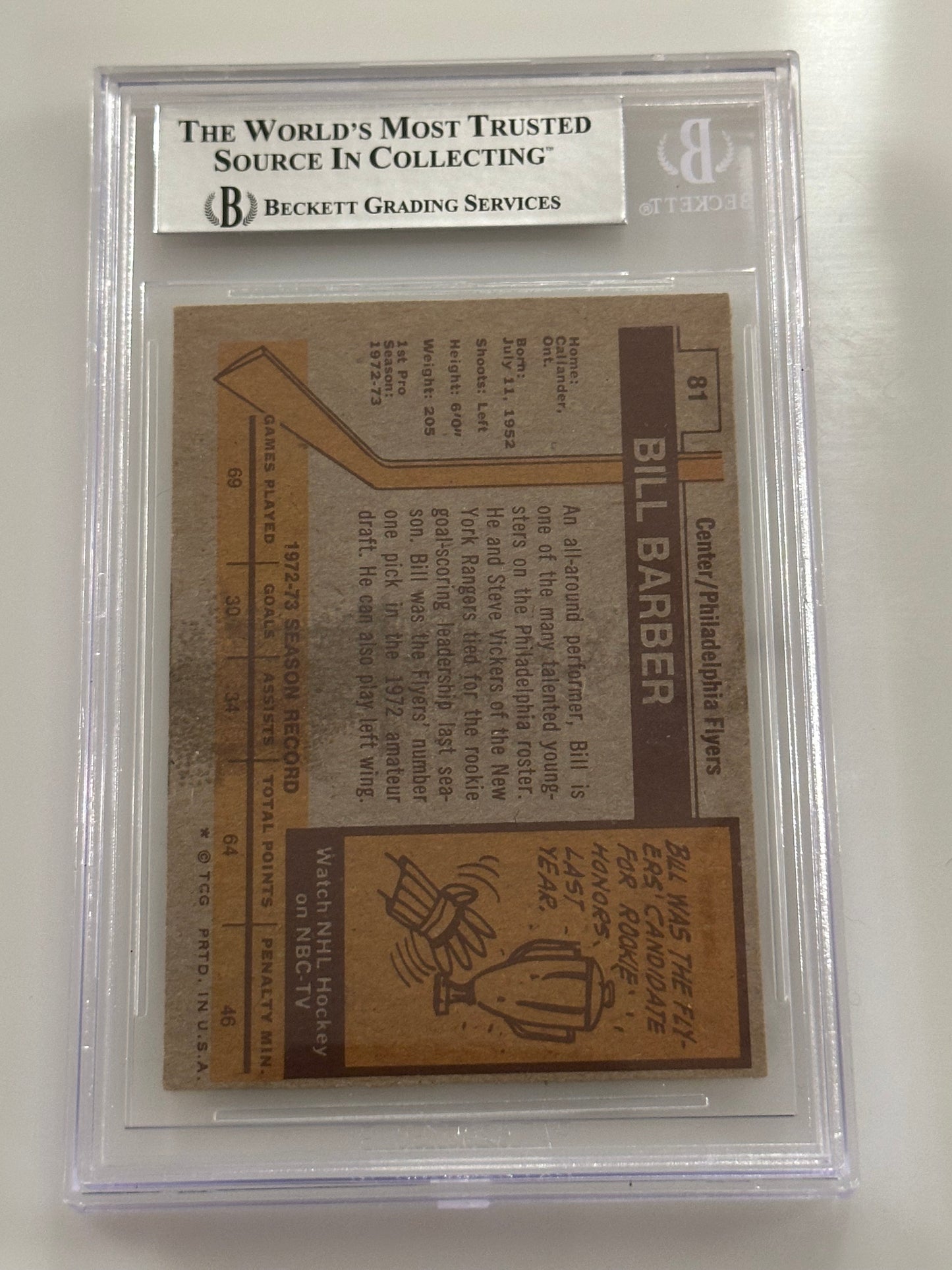 Bill Barber 1973-74 Topps Flyers Signed Hockey Card - Beckett