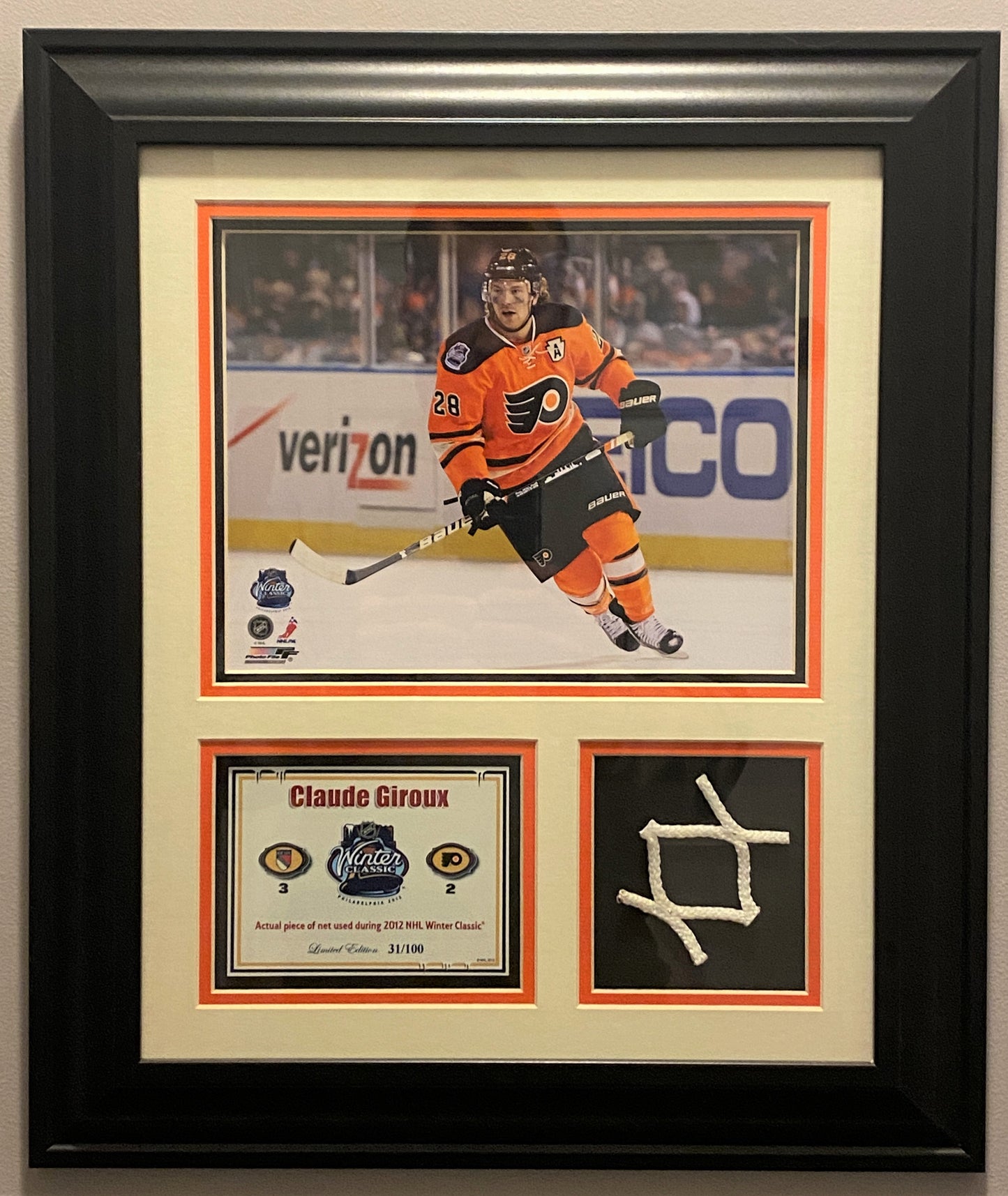 Flyers Game Used Net from The Winter Classic Framed Giroux Photo #31/100