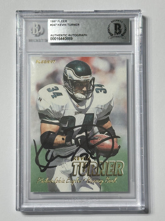 Kevin Turner 1997 Fleer Eagles Signed Football Card - Beckett