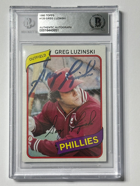 Greg Luzinski 1980 Topps Phillies Signed Baseball Card - Beckett