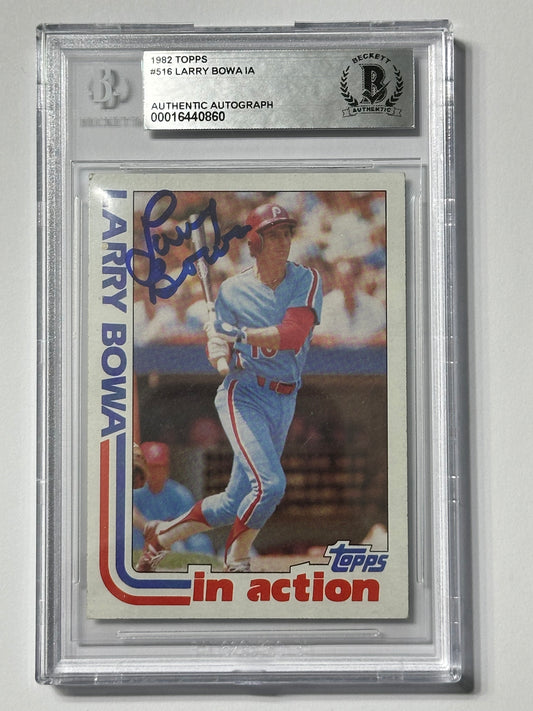 Larry Bowa 1982 Topps IA Phillies Signed Baseball Card - Beckett