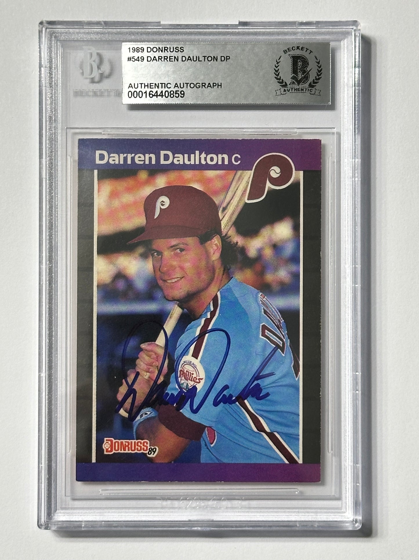 Darren Daulton 1989 Donruss Phillies Signed Baseball Card - Beckett