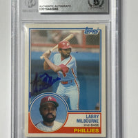 Larry Milbourne 1983 TT Phillies Signed Baseball Card - Beckett