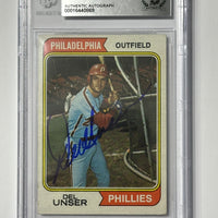 Del Unser 1974 Topps Phillies Signed Baseball Card - Beckett