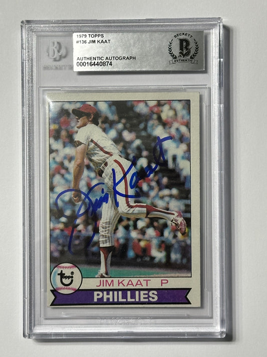 Jim Kaat 1979 Topps Phillies Signed Baseball Card - Beckett
