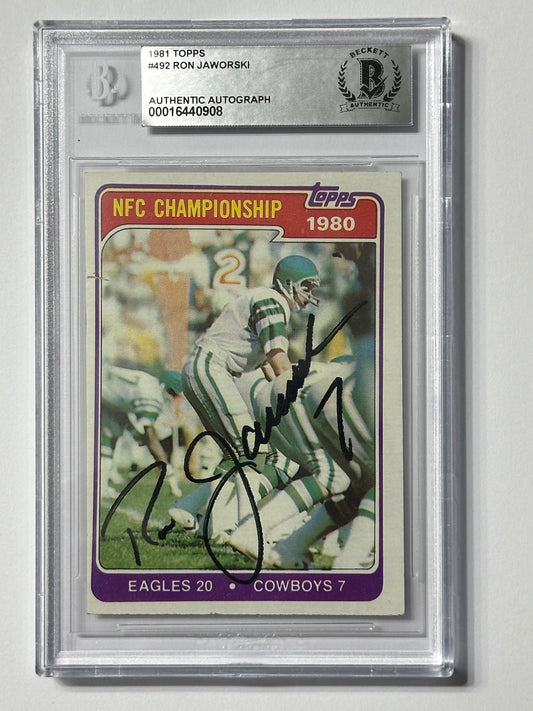 Ron Jaworski 1981 Topps NFC Eagles Signed Football Card - Beckett