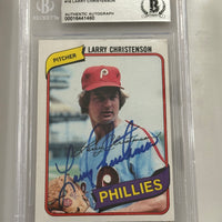 Larry Christenson 1980 BK Topps Phillies Signed Baseball Card - Beckett