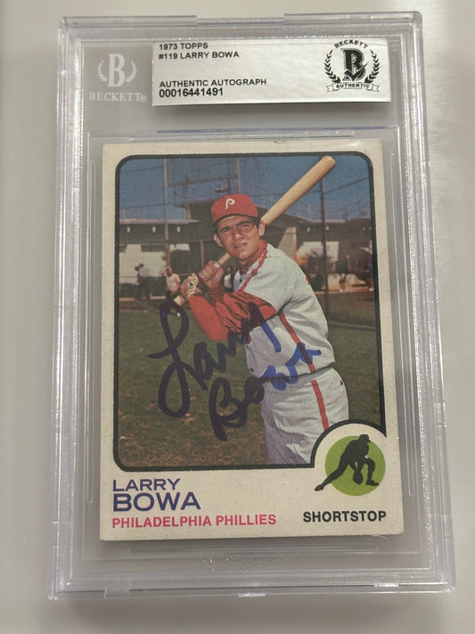 Larry Bowa 1973 Topps Phillies Signed Baseball Card - Beckett