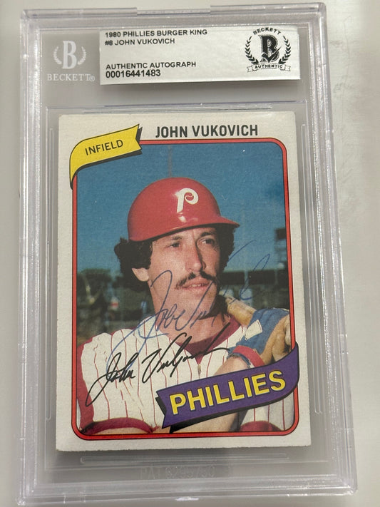 John Vukovich 1980 BK Topps Phillies Signed Baseball Card - Beckett