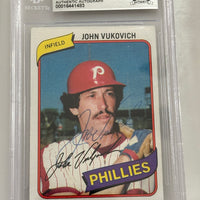 John Vukovich 1980 BK Topps Phillies Signed Baseball Card - Beckett
