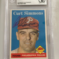 Curt Simmons 1958 Topps Phillies Signed Baseball Card - Beckett