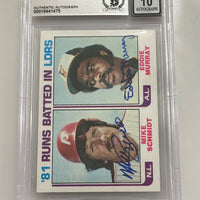 Mike Schmidt Eddie Murray 1982 Topps Signed Baseball Card - Beckett Auto 10 Phillies