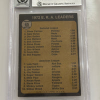 Steve Carlton Luis Tiant 1973 Topps Signed Baseball Card - Beckett Auto 10 Phillies