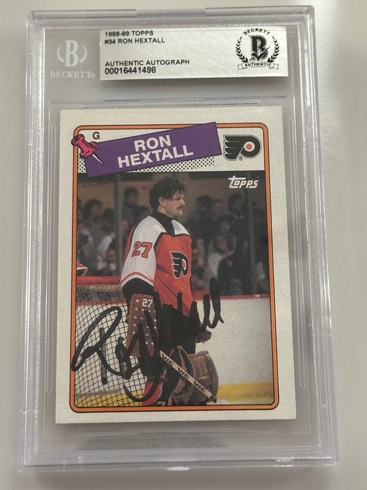 Ron Hextall 1988-89 Topps Flyers Signed Hockey Card - Beckett