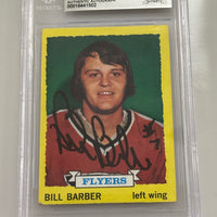 Bill Barber 1973-74 Topps Flyers Signed Hockey Card - Beckett