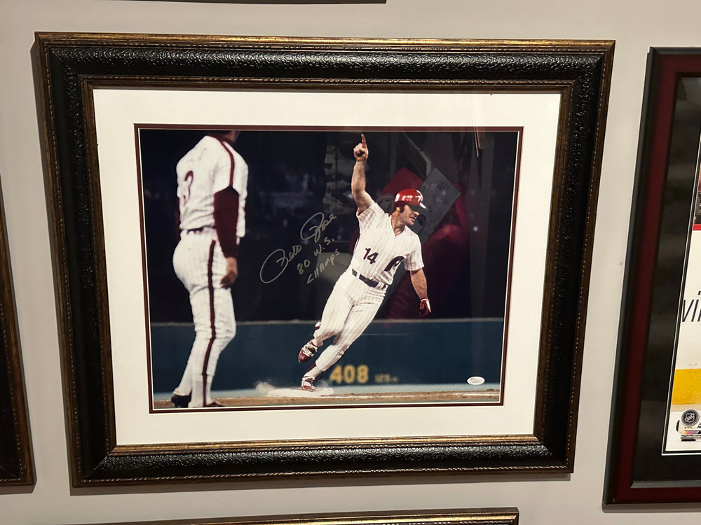 Pete Rose Signed 16x20 Framed Photo Phillies 
