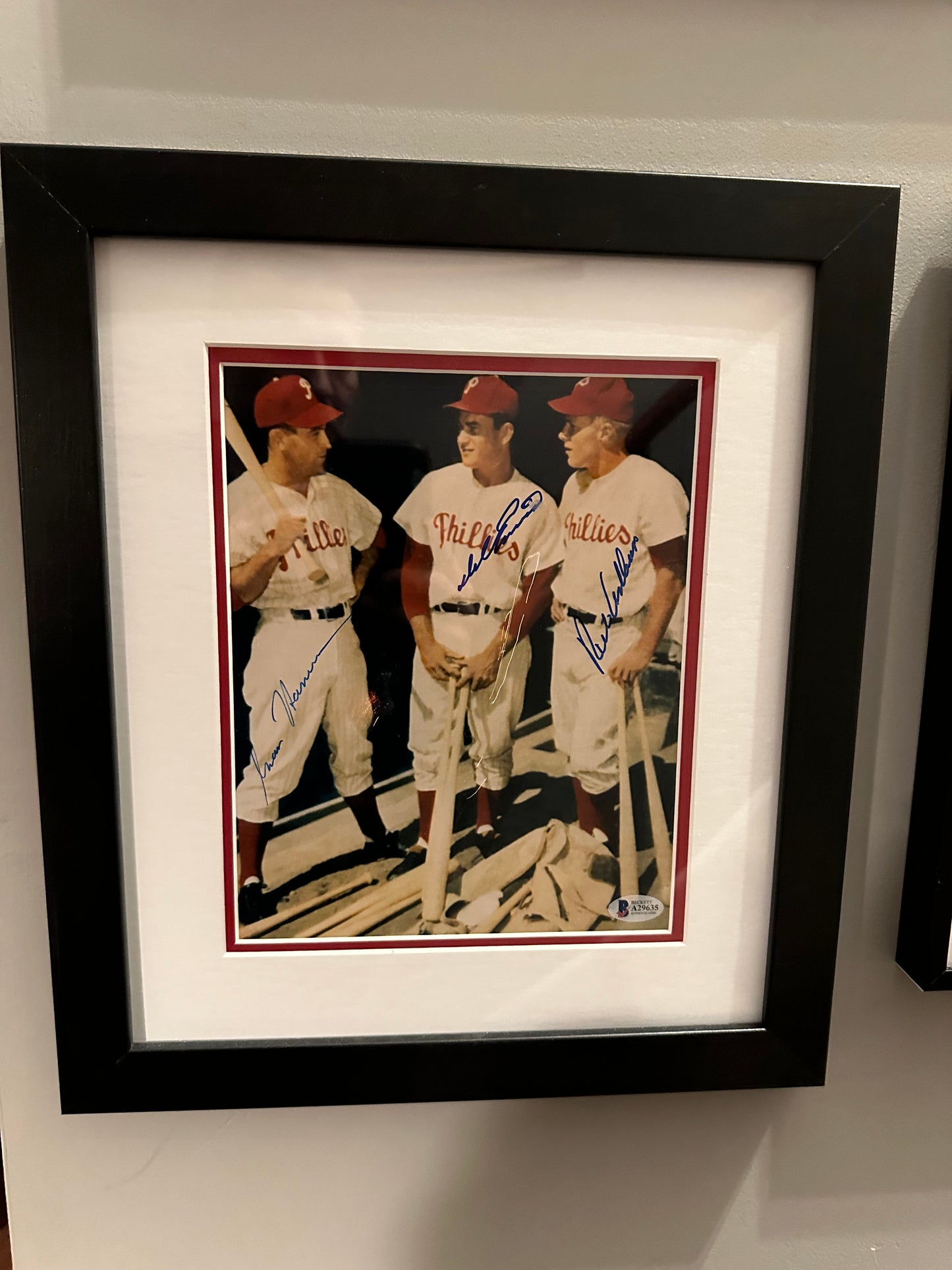 Rich Ashburn, Ennis, Hamner Signed 8x10 Photo Framed Beckett Phillies