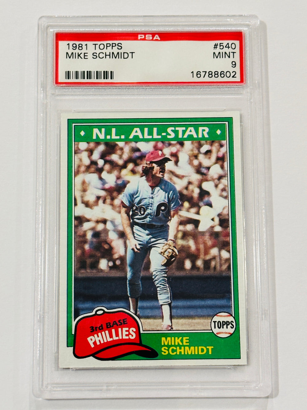 Mike Schmidt 1981 Topps Phillies Baseball Card PSA 9
