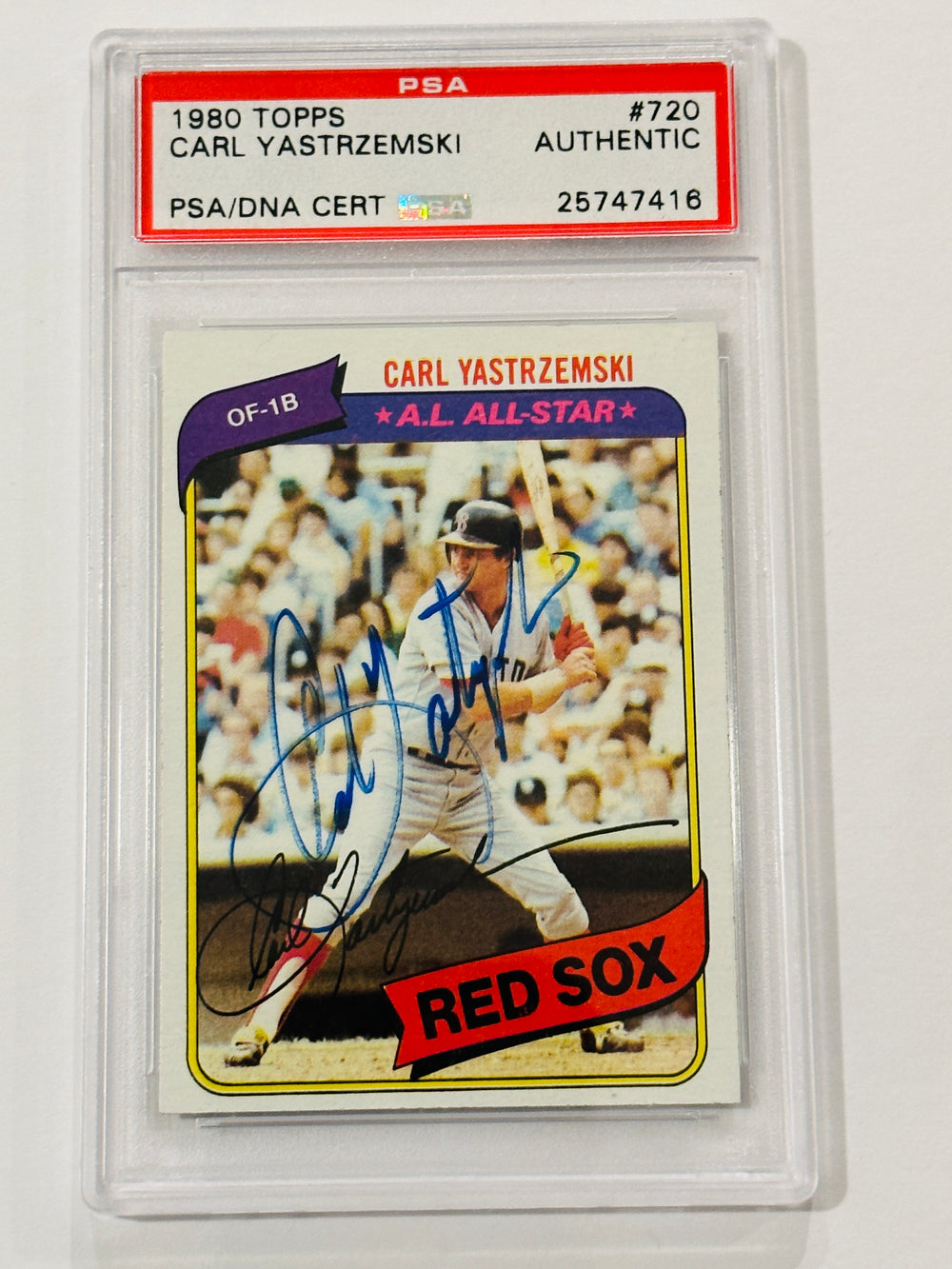 Carl Yastrzemski 1980 Topps Signed Red Sox Baseball Card PSA