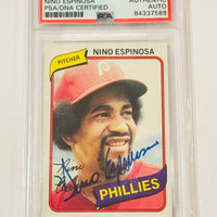 Nino Espinosa 1980 Topps Signed Phillies Baseball Card PSA