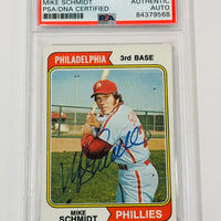 Mike Schmidt 1974 Topps Signed Phillies Baseball Card PSA