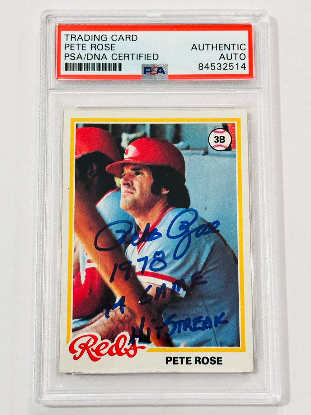 Pete Rose 1978 Topps Signed Reds Baseball Card PSA 