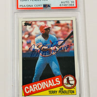 Terry Pendleton 1985 Topps Signed Cardinals Rookie Card PSA 7, Auto 10