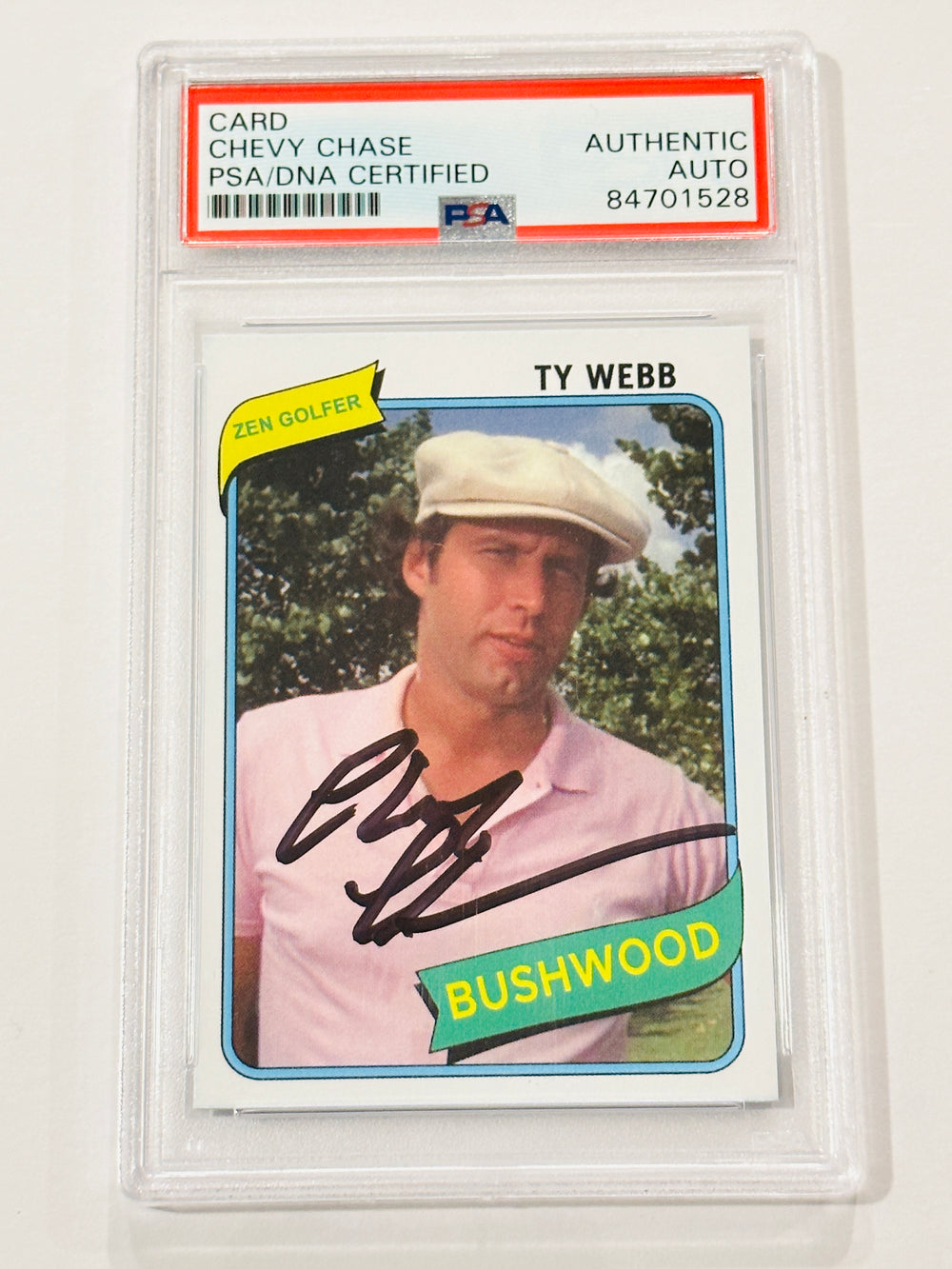 Chevy Chase 1980 Topps Style Signed Golf Card PSA