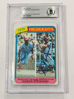 
              Lou Brock Carl Yastrzemski Dual Signed 1980 Topps RB Baseball Card Beckett
            