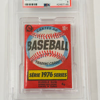 1976 O-Pee-Chee Baseball Card Sealed Pack PSA 8 (Hank Aaron)