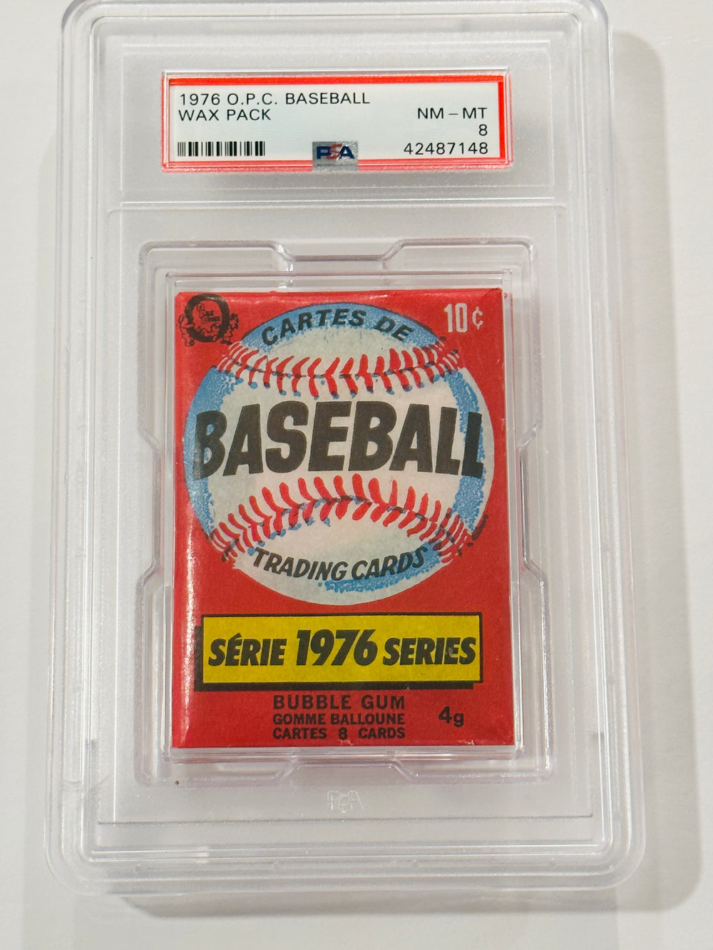 1976 O-Pee-Chee Baseball Card Sealed Pack PSA 8 (Hank Aaron)