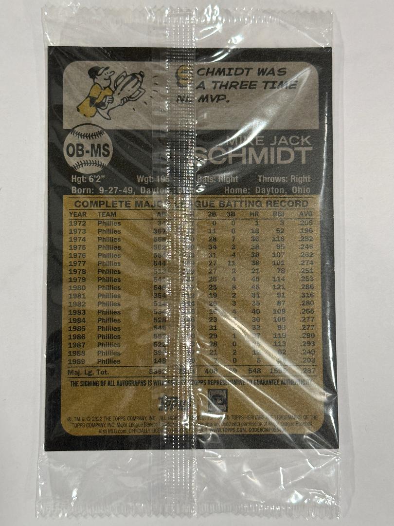 2023 Topps Heritage Box Topper Signed Mike Schmidt Phillies