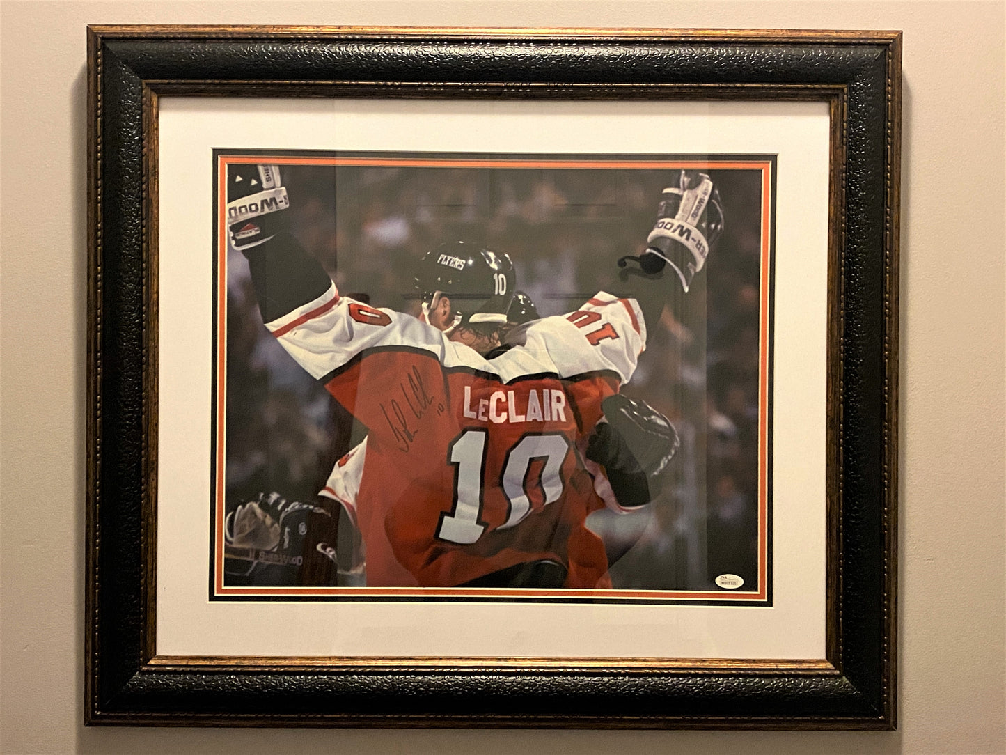 John LeCalir Signed 16x20 Flyers Photo Framed. JSA Certified.